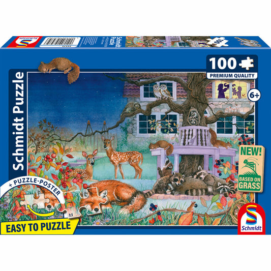 Schmidt Spiele Nächtlicher Tierbesuch, Kinderpuzzle, Kinder Puzzle, 100 Teile, 56575