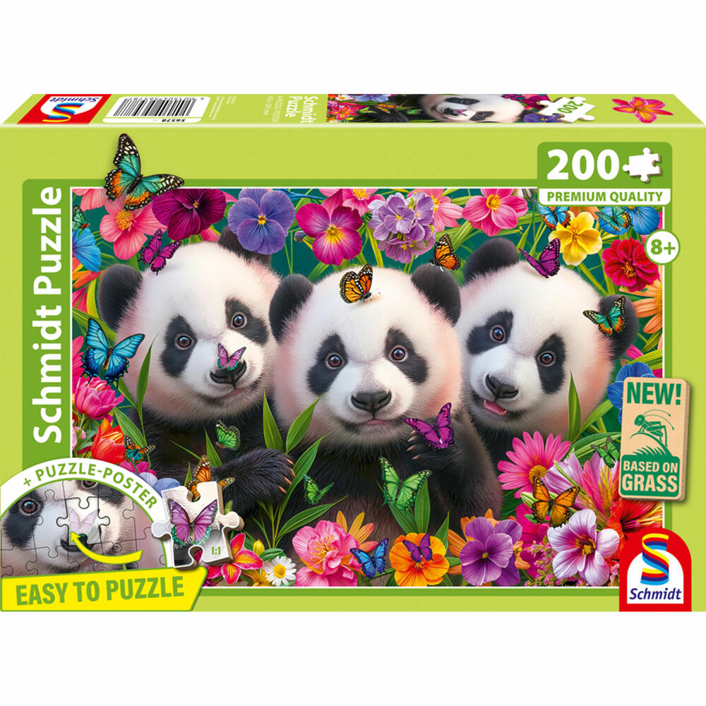 Schmidt Spiele Panda-Trio, Kinderpuzzle, Kinder Puzzle, 200 Teile, 56578
