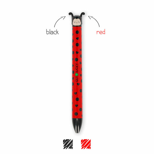 Legami Click&Clack Two-Colour Ballpoint Pen Ladybug, Zweifarbiger Kugelschreiber, Stift, Marienkäfer, CLICK0030