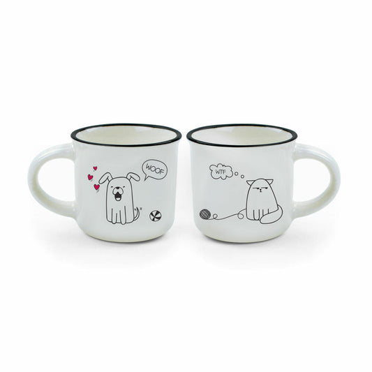 Legami Espresso For Two 2 Coffee Mugs Dog And Cat, 2-tlg., Espressotasse, Tasse, 50 ml, MM0009