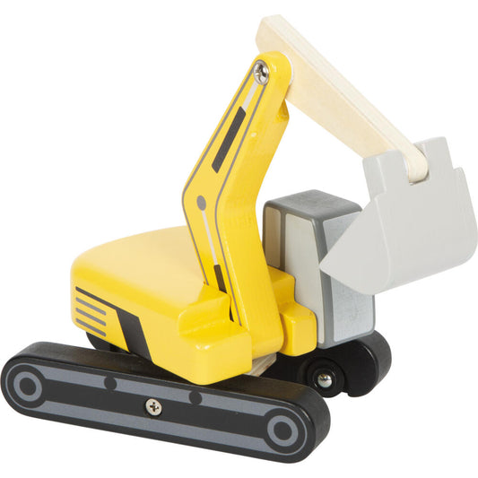 Legler Small Foot Schaufelbagger mit Kabine, Spielzeugauto, ab 24 Monate, Holz, Bunt, 12637