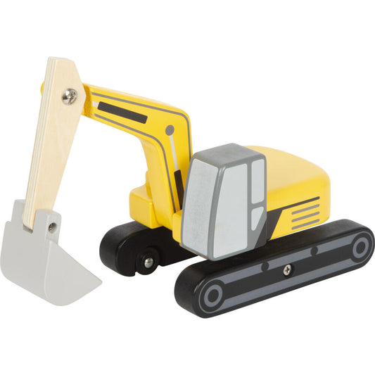 Legler Small Foot Schaufelbagger mit Kabine, Spielzeugauto, ab 24 Monate, Holz, Bunt, 12637