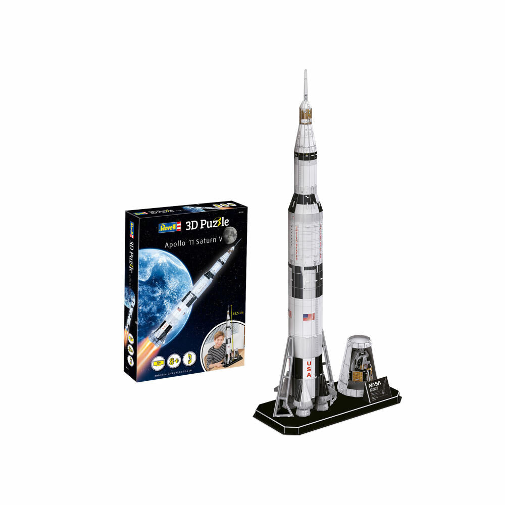 Revell 3D Puzzle Apollo 11 Saturn V, Space Rocket, 3D Puzzle, 136 Pieces, 00250