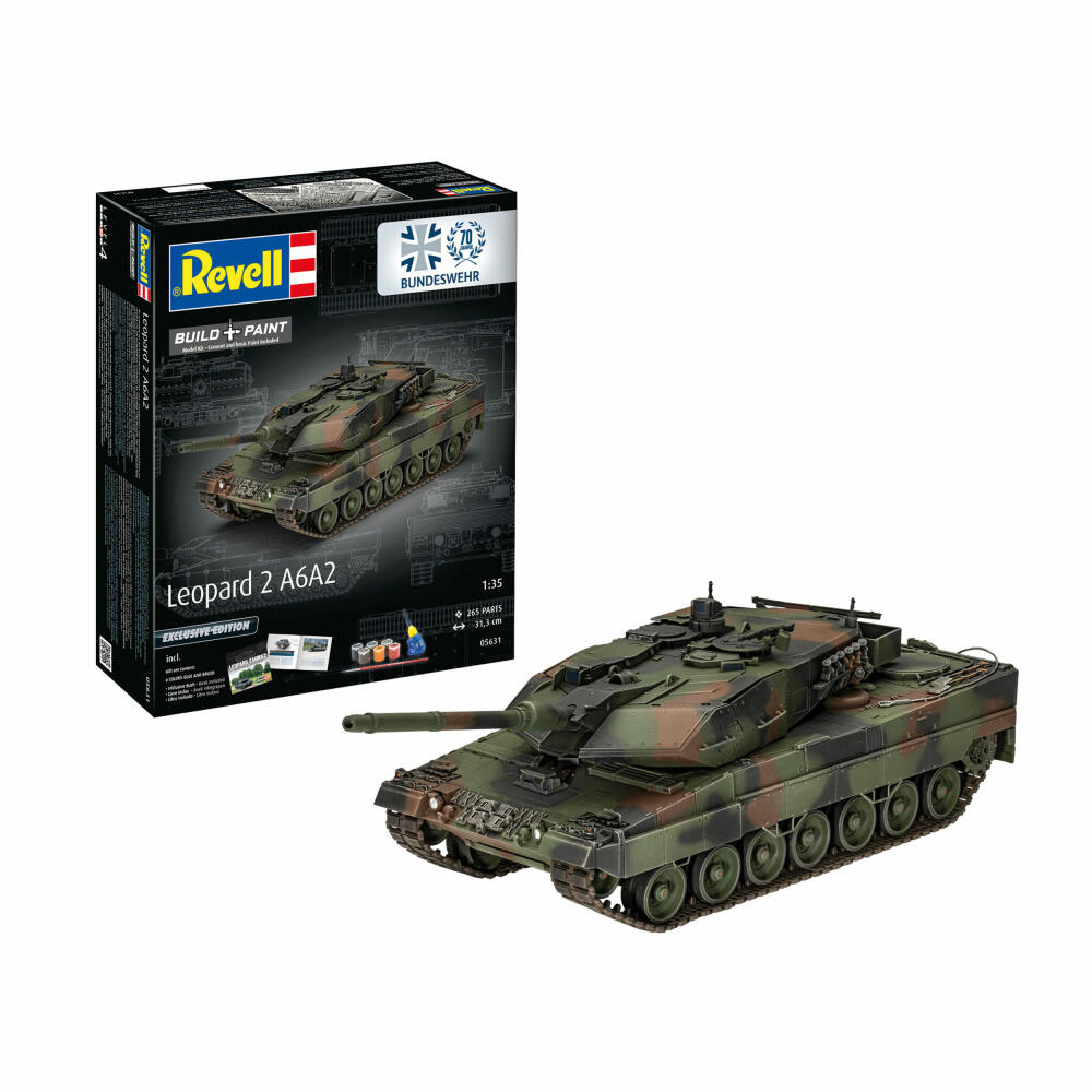 Revell Panzer-Modell-Set Leopard 2 A6A2 - 70 Jahre Bundeswehr Exclusive Edition, 249 Teile, 1:35, 05631
