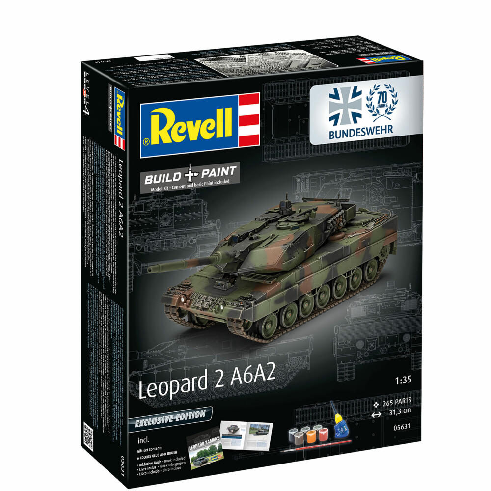 Revell Panzer-Modell-Set Leopard 2 A6A2 - 70 Jahre Bundeswehr Exclusive Edition, 249 Teile, 1:35, 05631