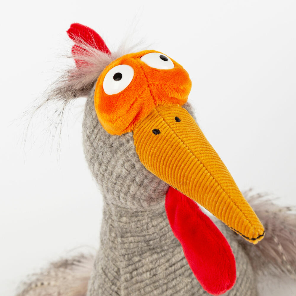 sigikid Chilling Chicken Kikeriki, soft toy, stuffed toy, cuddly toy, grey, 35 cm, 42984