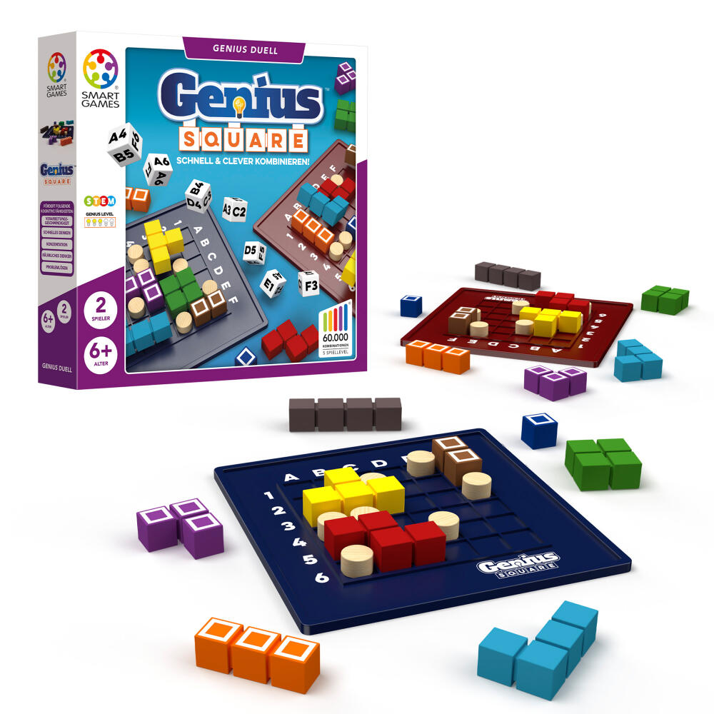 Smart Games Genius Square, children's game, logic game, educational toy, from 6 years, SGHP 001 DE