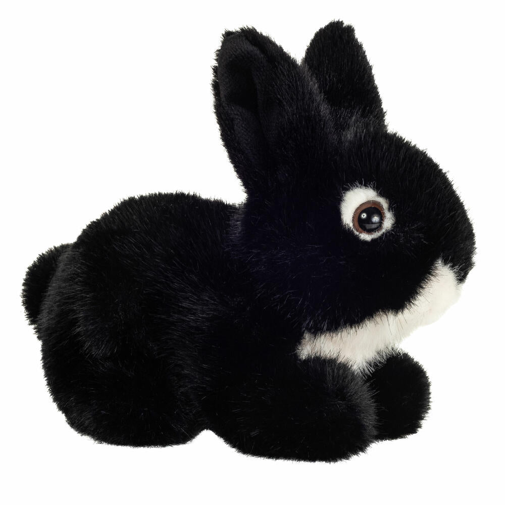Teddy Hermann Hase sitzend, Kuscheltier, Stofftier, Plüschtier, Schwarz, 17 cm, 937401