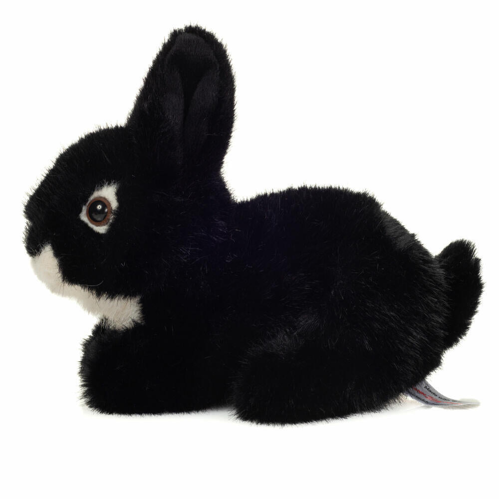 Teddy Hermann Hase sitzend, Kuscheltier, Stofftier, Plüschtier, Schwarz, 17 cm, 937401