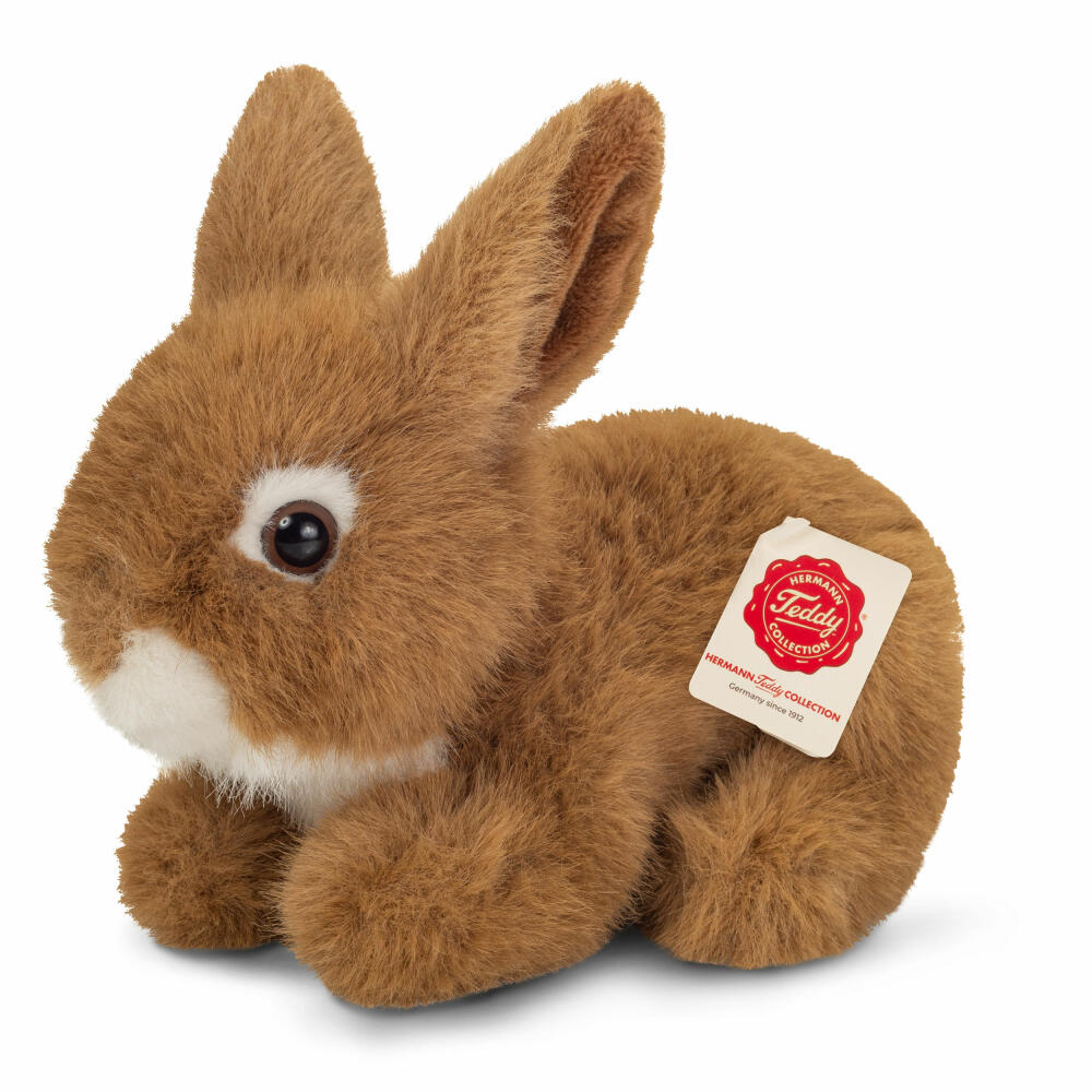 Teddy Hermann Hase sitzend, Kuscheltier, Stofftier, Plüschtier, Braun, 17 cm, 937418