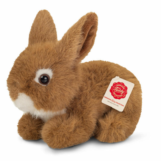 Teddy Hermann Hase sitzend, Kuscheltier, Stofftier, Plüschtier, Braun, 17 cm, 937418