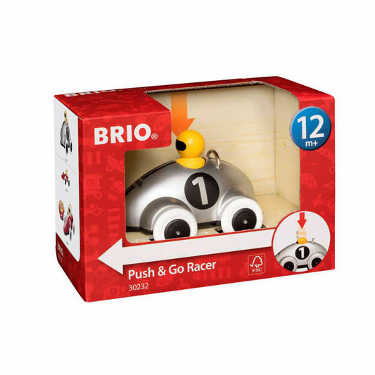 Brio Push & Go Rennwagen Silber Edition, Rennauto, Schiebeauto, Spielzeugauto, Spielzeug Auto, 63023200