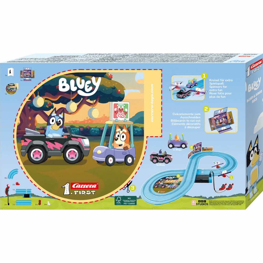 Carrera Autorennbahn Set First Bluey & Bingo Race, 1:50, 20063054