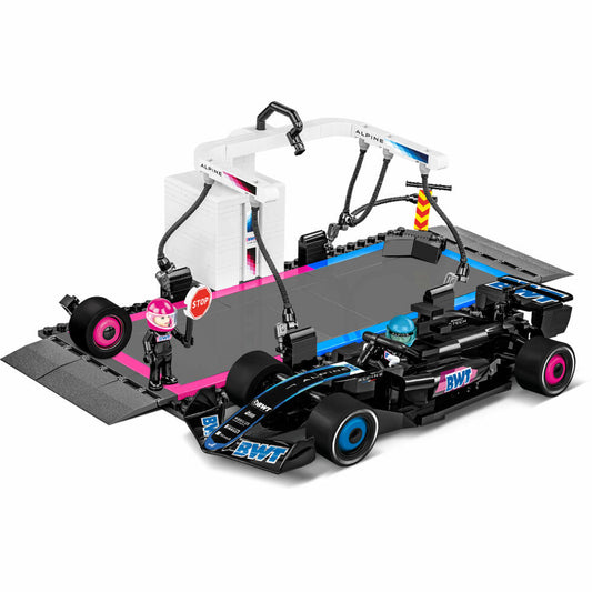 Cobi Klemmbaustein-Set BWT Alphine F1 Pit Stop, Rennauto mit Boxenstop, 477 Teile, COBI-1685