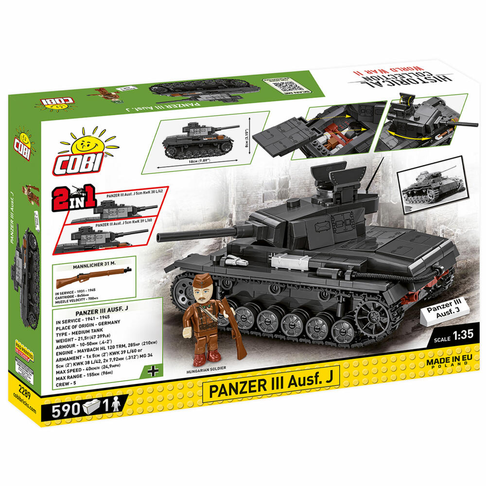 Cobi Klemmbaustein-Set Panzer II Ausf. J, Wehrmacht, WW2, 590 Teile, COBI-2289