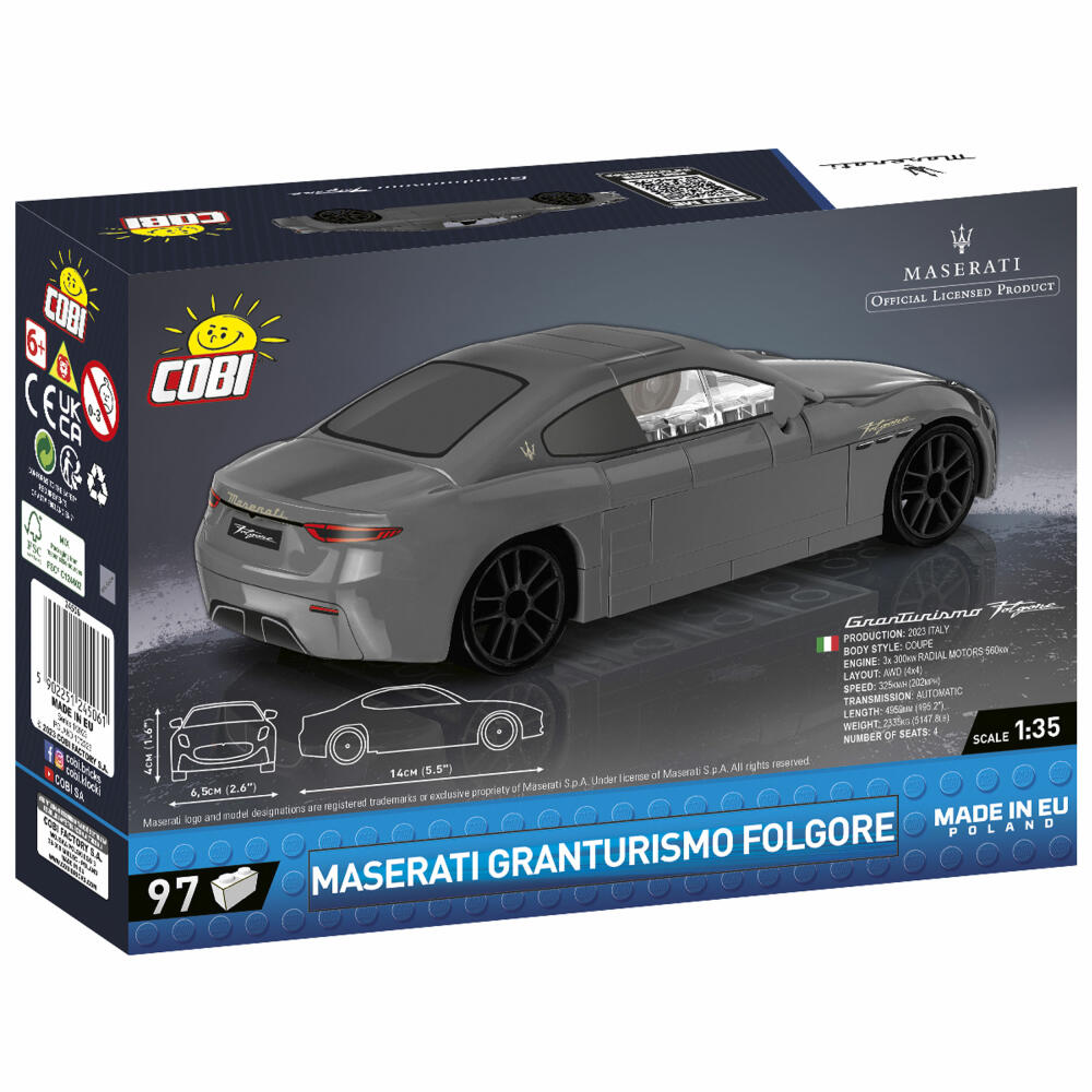 Cobi Klemmbaustein-Set Maserati GranTurismo Folgore, Auto, 97 Teile, COBI-24506