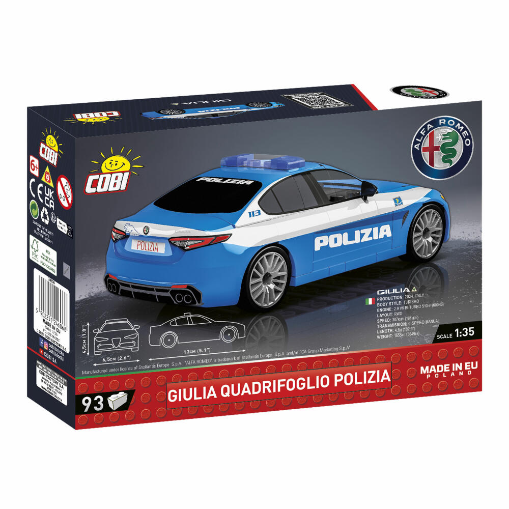 Cobi Klemmbaustein-Set Alfa Romeo Giulia Quadr. Polizia, 93 Teile, 24606