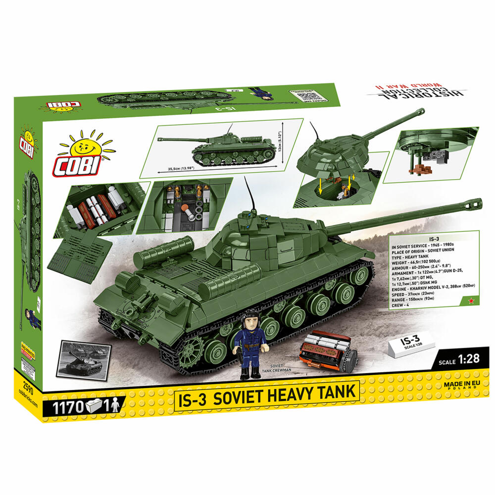 Cobi Klemmbaustein-Set IS-3 Soviet Heavy Tank, Panzer, WW2, 1170 Teile, COBI-2590