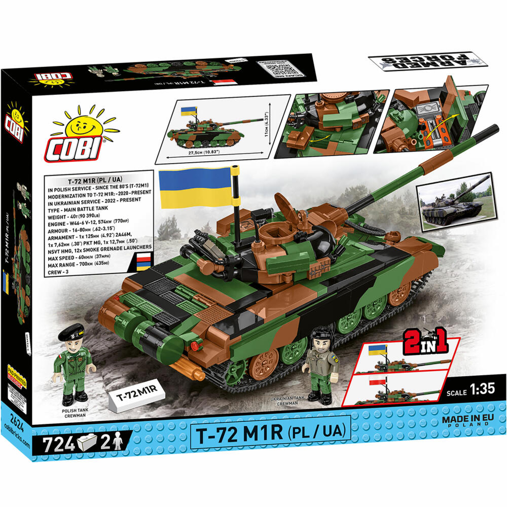 Cobi Klemmbaustein-Set Panzer T-72M1R PL/UA, Armed Forces, 724 Teile, COBI-2624