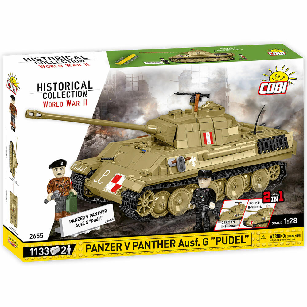 Cobi Klemmbaustein-Set Panzer V Panther Ausf. G Pudel, WW2, 1133 Teile, COBI-2655