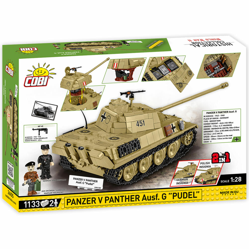 Cobi Klemmbaustein-Set Panzer V Panther Ausf. G Pudel, WW2, 1133 Teile, COBI-2655