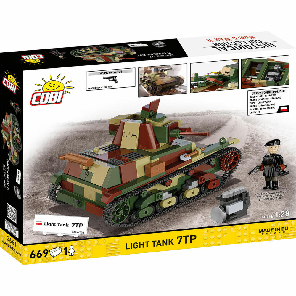 Cobi Klemmbaustein-Set Light Tank 7TP, Panzer, WW2, 669 Teile, COBI-2661