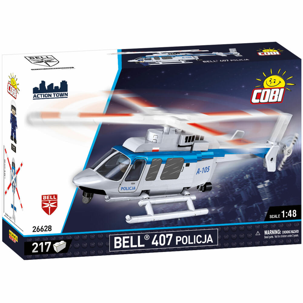 Cobi Klemmbaustein-Set Bell 407 Policja, Polizei, Hubschrauber, 217 Teile, COBI-26628