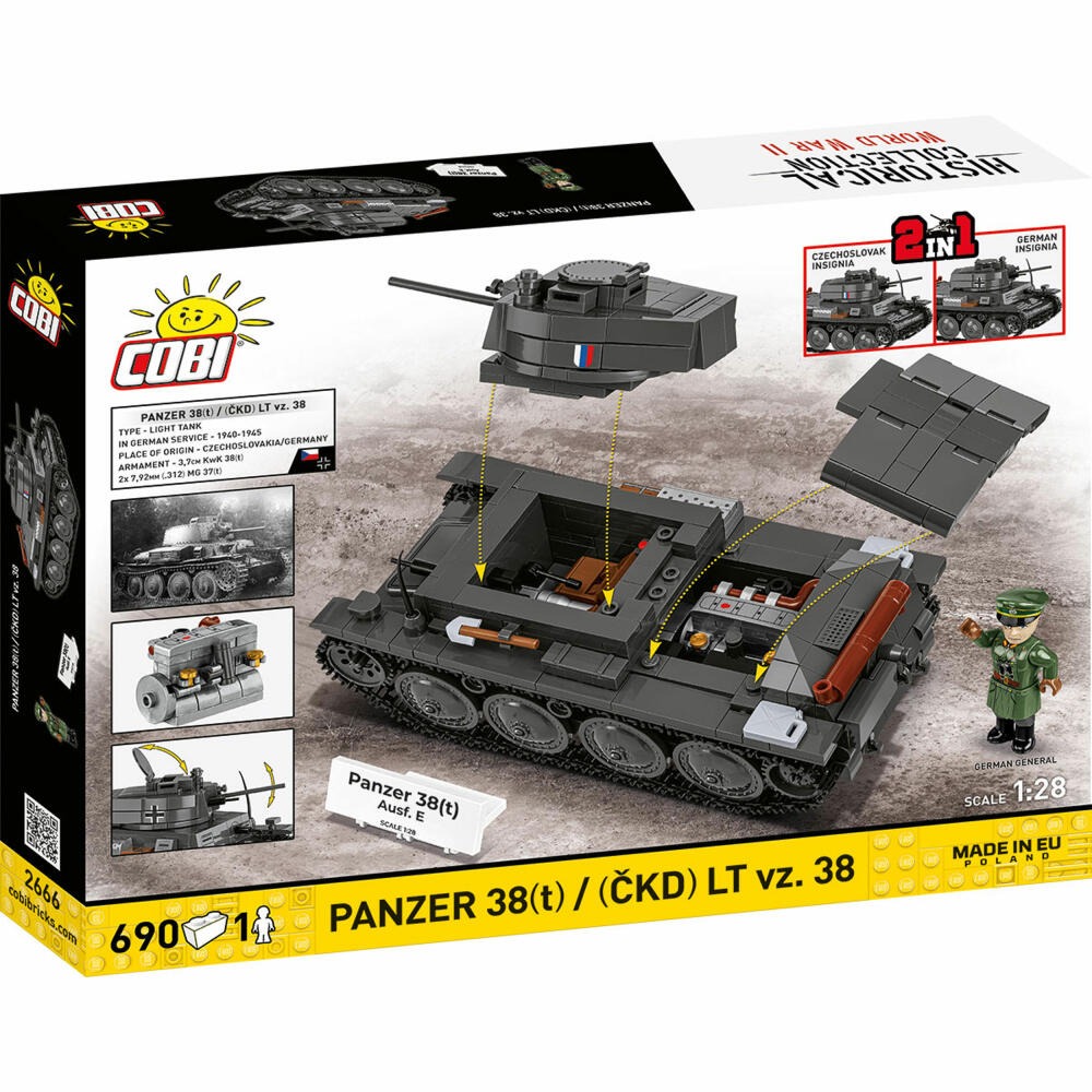 Cobi Klemmbaustein-Set Panzer 38t / CKD LT vz.38, WW2, 690 Teile, COBI-2666