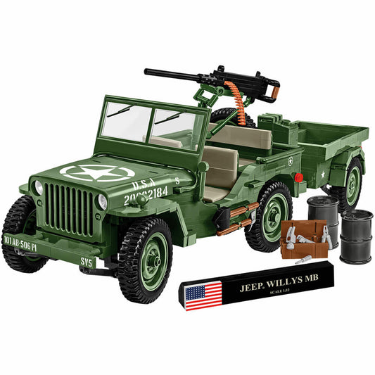 Cobi Klemmbaustein-Set Jeep Willys MB & Anhänger, Executie Edition, WW2, 1580 Teile, COBI-2804