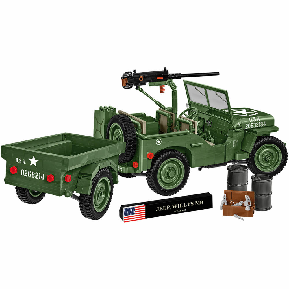Cobi Klemmbaustein-Set Jeep Willys MB & Anhänger, Executie Edition, WW2, 1580 Teile, COBI-2804