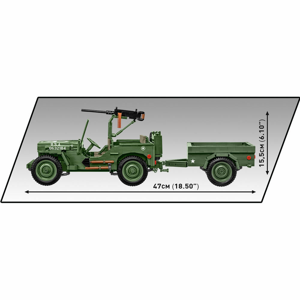 Cobi Klemmbaustein-Set Jeep Willys MB & Anhänger, Executie Edition, WW2, 1580 Teile, COBI-2804
