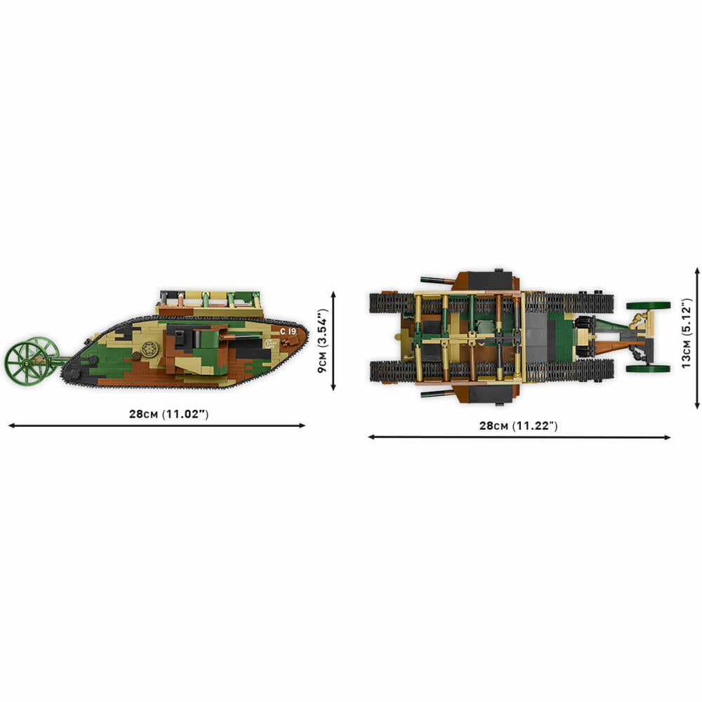 Cobi Klemmbaustein-Set Panzer Mark I Male No. C.19, WW1, 878 Teile, COBI-2993