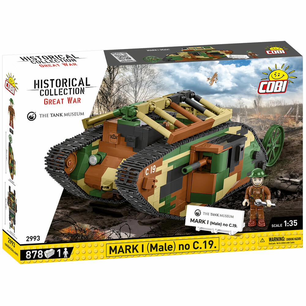 Cobi Klemmbaustein-Set Panzer Mark I Male No. C.19, WW1, 878 Teile, COBI-2993