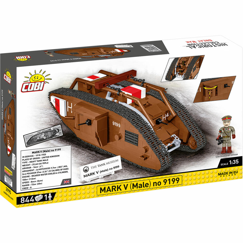 Cobi Klemmbaustein-Set Panzer Mark V Male No. 9199, WW1, 844 Teile, COBI-2995