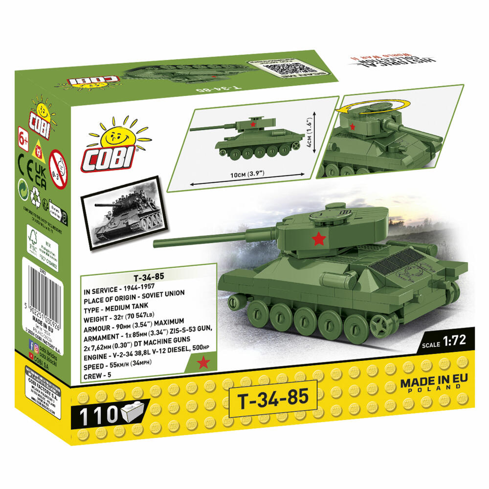 Cobi Klemmbaustein-Set Panzer T-34-85, WW2, 110 Teile, COBI-3092