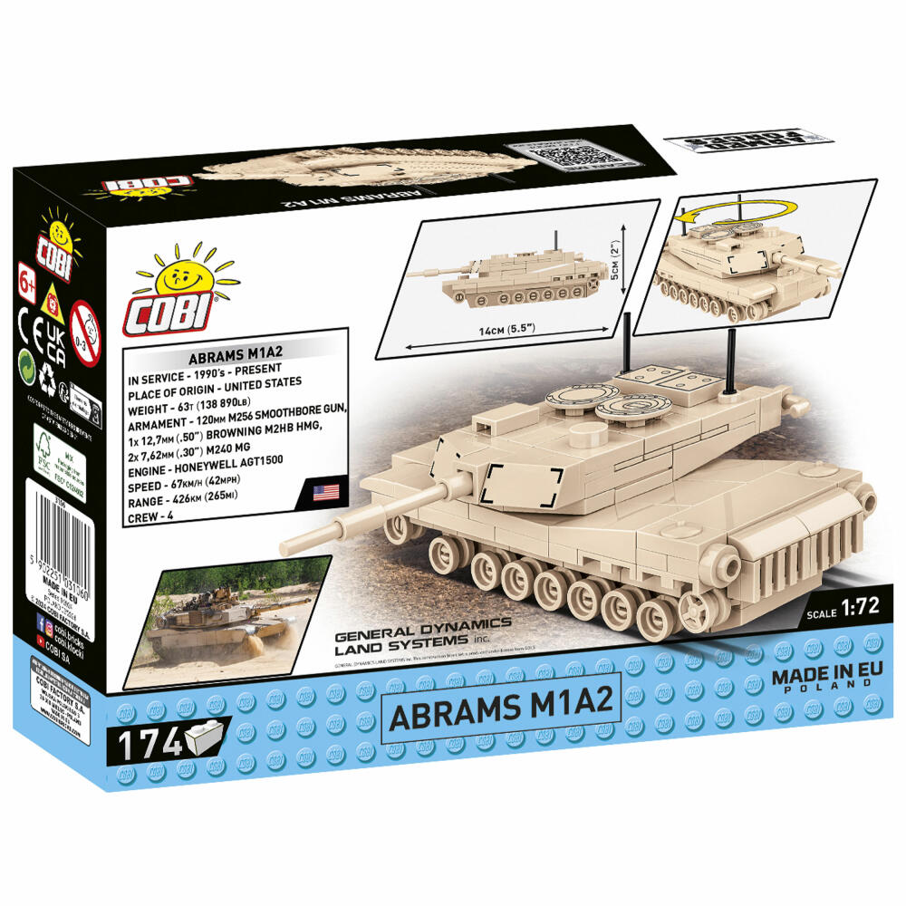 Cobi Klemmbaustein-Set Panzer M1A2 Abrams, Armed Forces, 174 Teile, COBI-3106