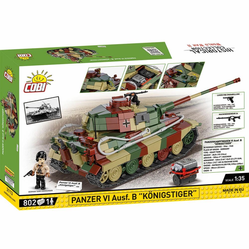 Cobi Klemmbaustein-Set Panzer VI Ausf. B Königstiger, WW2, 802 Teile, COBI-3113