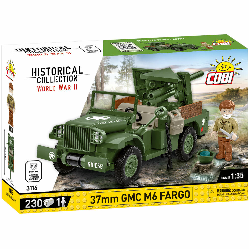 Cobi Klemmbaustein-Set 37 mm GMC M6 Fargo, WW2, 230 Teile, COBI-3116