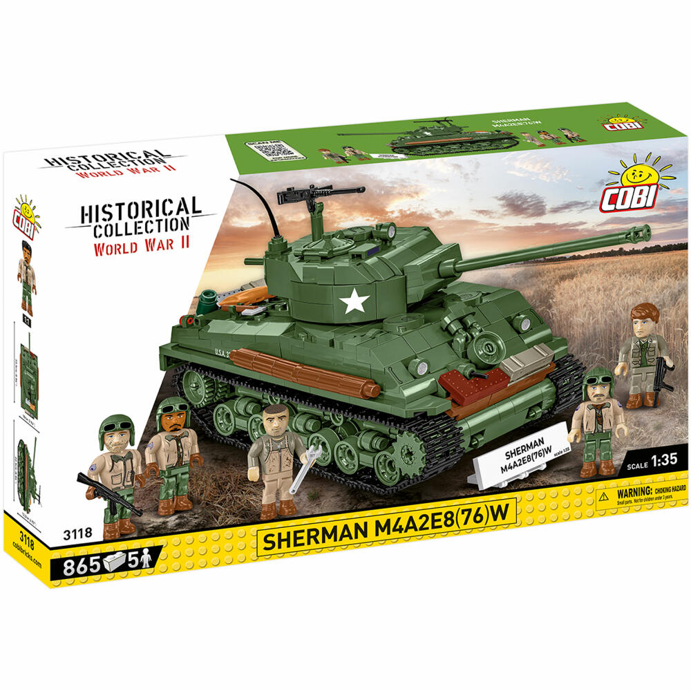 Cobi Klemmbaustein-Set Panzer Sherman M4A2E8(76)W, WW2, 865 Teile, COBI-3118