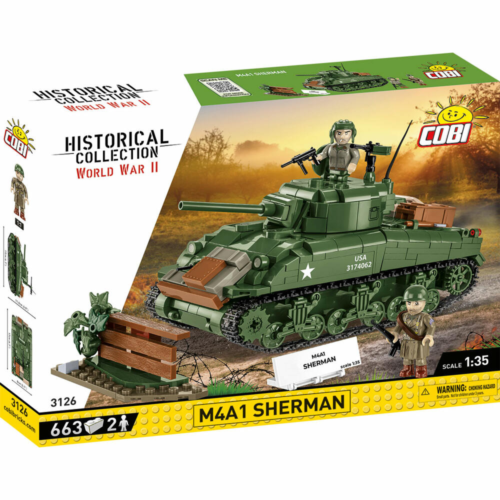 Cobi Klemmbaustein-Set Panzer M4A1 Sherman, WW2, 663 Teile, COBI-3126