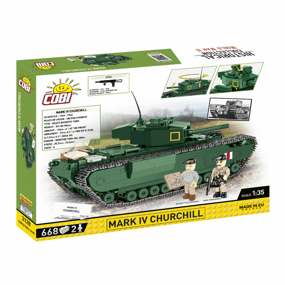 Cobi Klemmbaustein-Set Panzer Mark IV Churchill, WW2, 668 Teile, COBI-3128