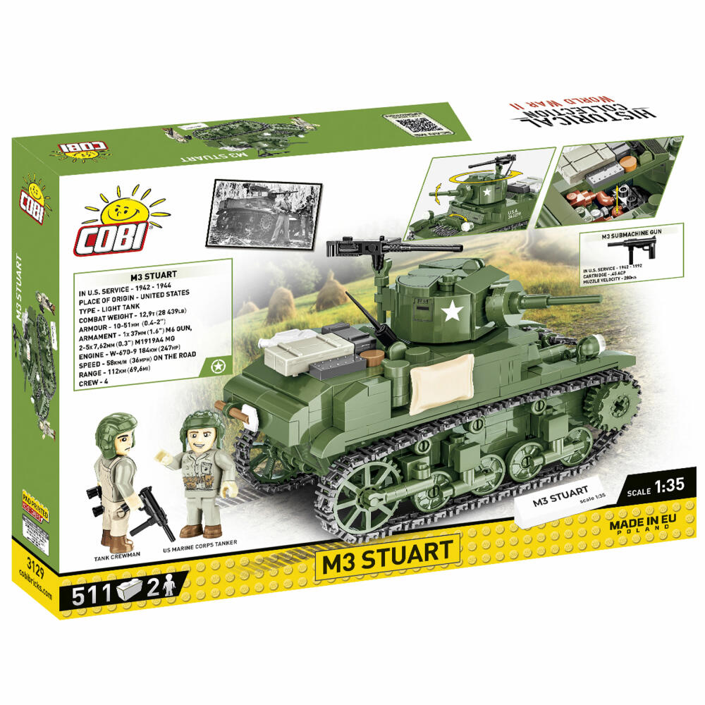 Cobi Klemmbaustein-Set Panzer M3 Stuart, WW2, 511 Teile, COBI-3129