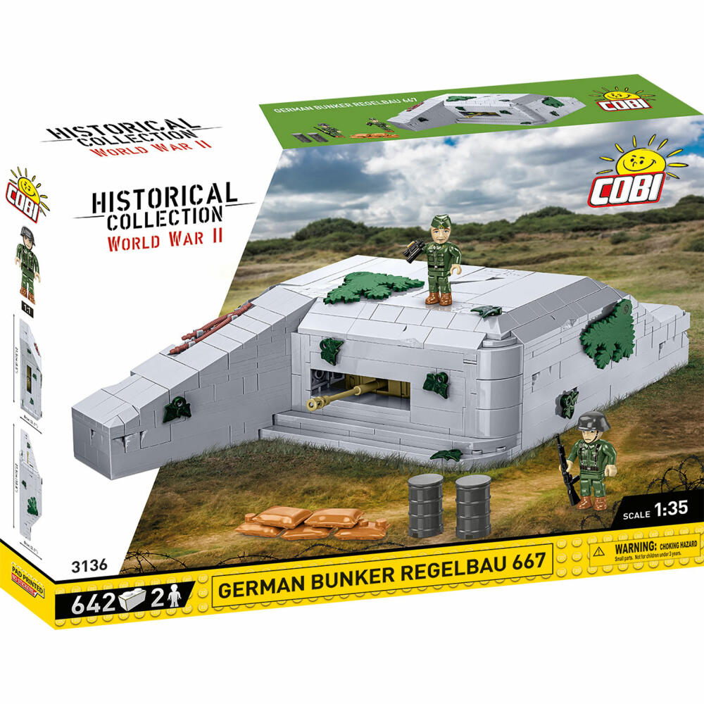 Cobi Klemmbaustein-Set Deutscher Bunker Regelbau 667, WW2, 642 Teile, COBI-3136