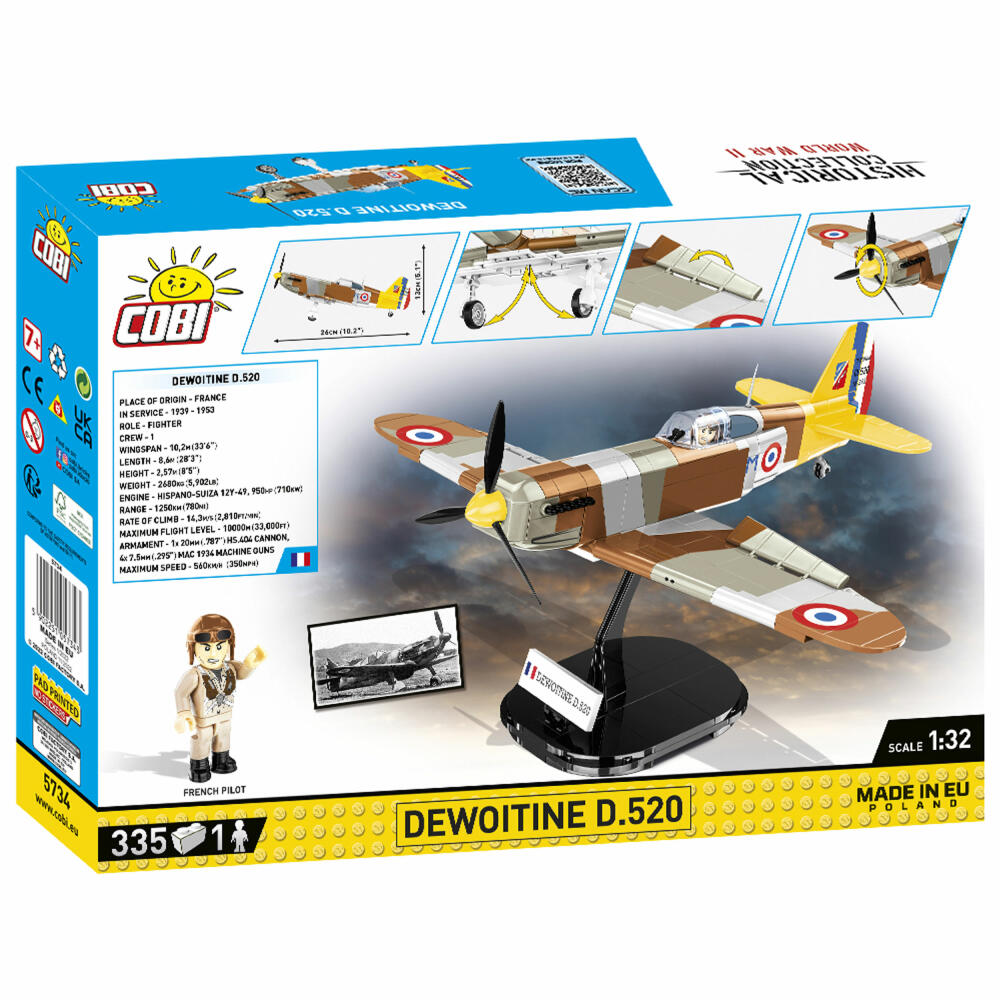 Cobi Klemmbaustein-Set Dewoitine D.520, Flugzeug, WW2, 335 Teile, COBI-5734