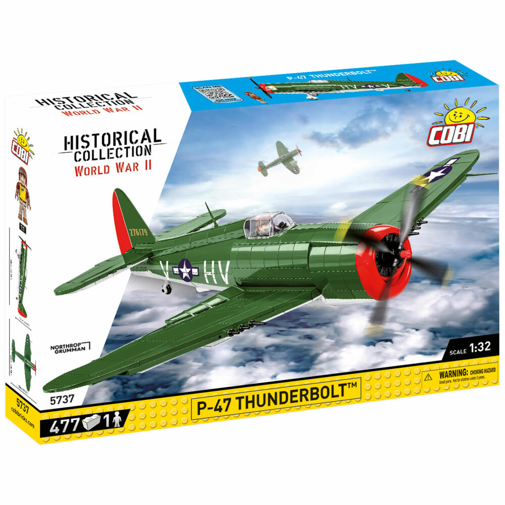 Cobi Klemmbaustein-Set P-47 Thunderbolt, Flugzeug, WW2, 477 Teile, COBI-5737