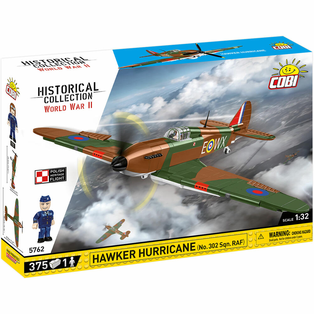 Cobi Klemmbaustein-Set Hawker Hurricane No. 302 Sqn. RAF, Flugzeug, WW2, 375 Teile, COBI-5762