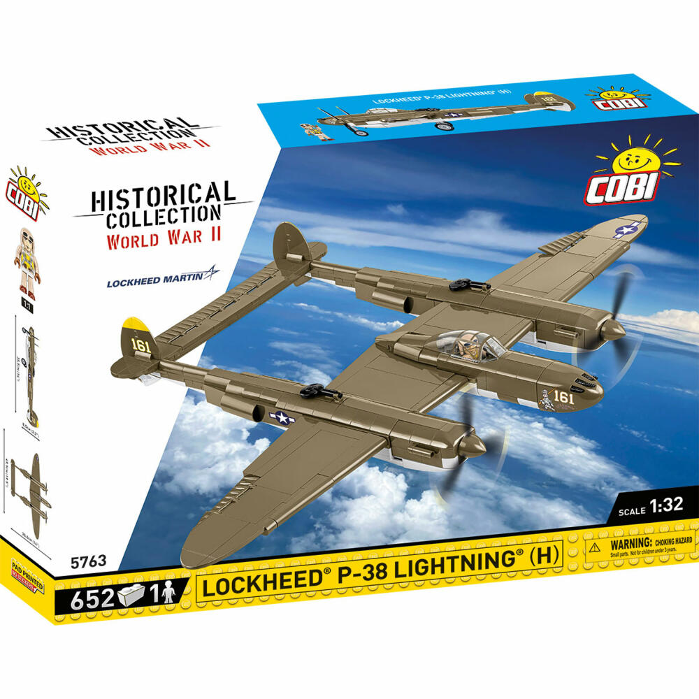 Cobi Klemmbaustein-Set Lockheed P-38H Lightning, Flugzeug, WW2, 652 Teile, COBI-5763