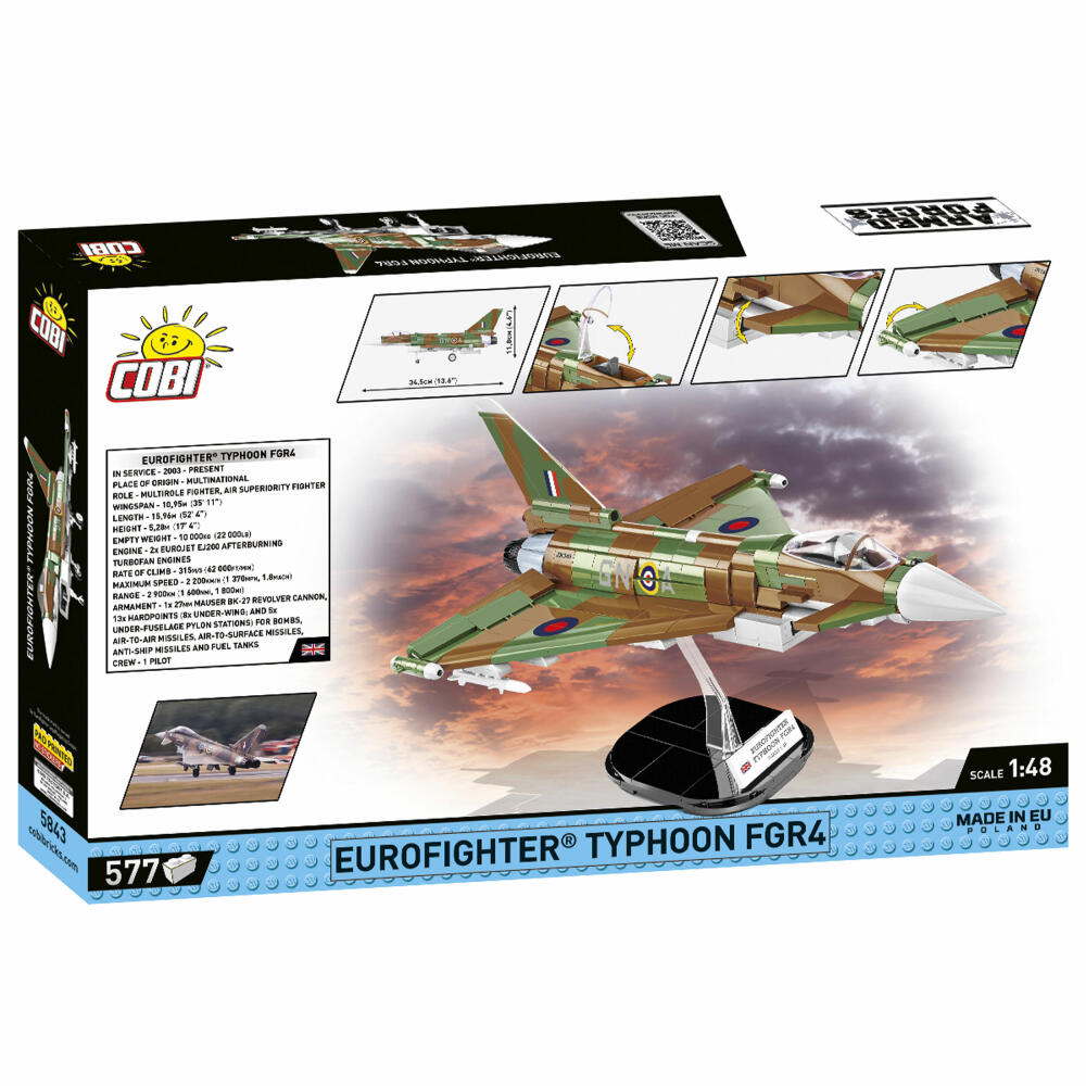 Cobi Klemmbaustein-Set Eurofighter Typhoon FGR4 GiNA, Flugzeug, 577 Teile, COBI-5843