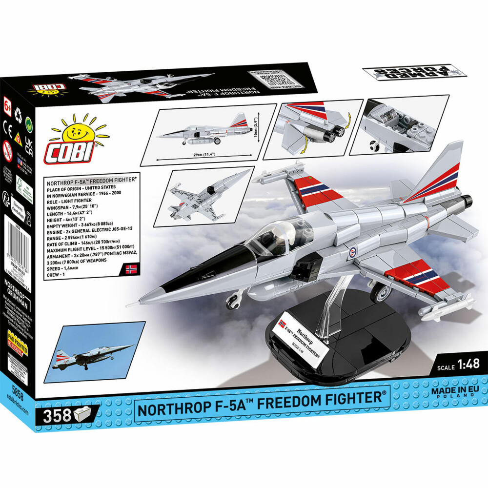 Cobi Klemmbaustein-Set Northrop F-5A Freedom Fighter, Flugzeug, 358 Teile, COBI-5858