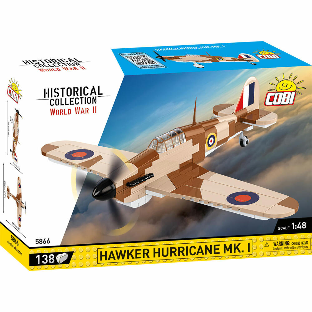 Cobi Klemmbaustein-Set Hawker Hurricane Mk.1, Flugzeug, WW2, 138 Teile, COBI-5866